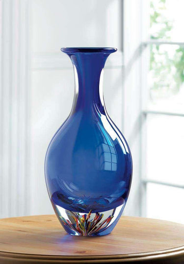 Blue Art Glass Bottleneck Vase - The Fox Decor